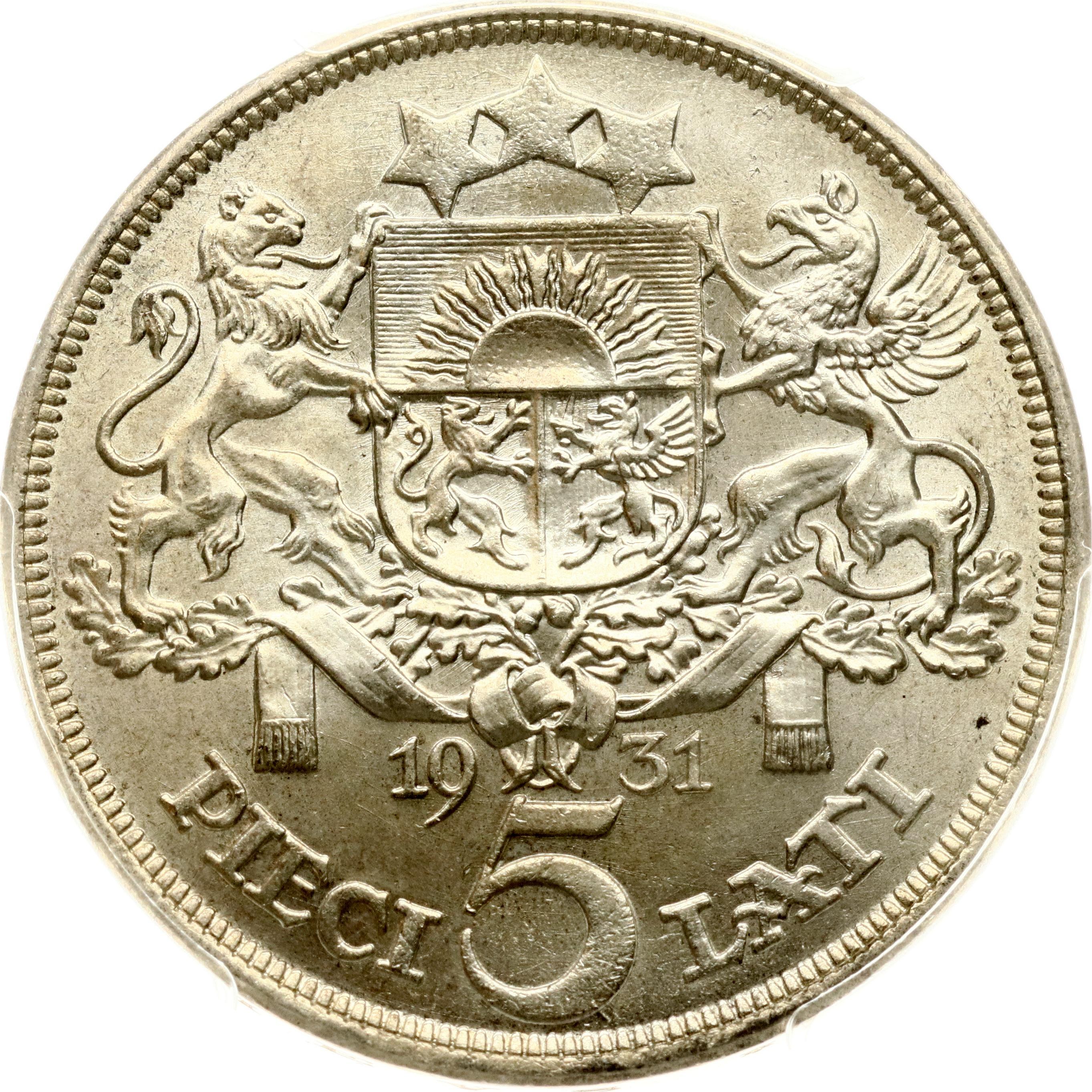 Latvia 5 Lati 1931 PCGS MS 65 MAX GRADE - Online auction / Online