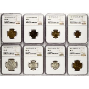 Lithuania 1 Centas - 10 Litu 1925-1938 Set NGC MS 63-63 BN Lot of 14 coins