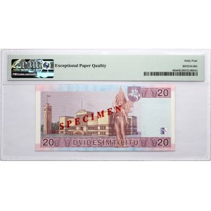 Lithuania 20 Litu 2001 SPECIMEN PMG 64 Choice Unc EPQ