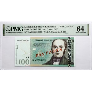 Litauen 100 Litu 2007 SPECIMEN PMG 64 Choice Unc
