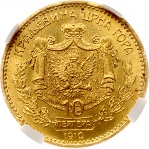 Montenegro 10 Perpera 1910 Golden Jubilee NGC MS 64 TOP POP