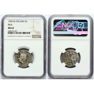 Poland Trojak 1590 Riga NGC MS 64