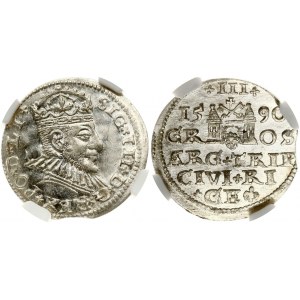 Poland Trojak 1590 Riga NGC MS 64