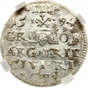 Poland Trojak 1594 Riga NGC MS 61