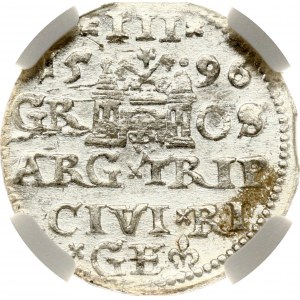 Pologne Trojak 1596 Riga NGC MS 62