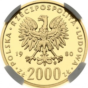 Poľsko 2000 Zlotých 1980 MW XIII Zimné olympijské hry NGC PF 69 ULTRA CAMEO