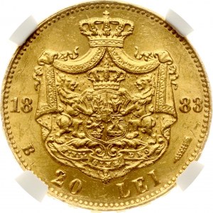 Romania 20 Lei 1883 B NGC MS 63