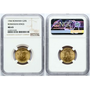 Romania 20 Lei 1944 Romanian Kings NGC MS 65