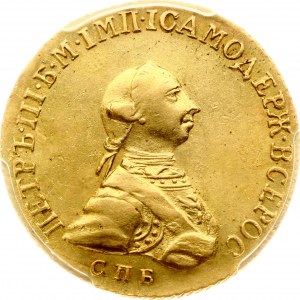 Rusko 5 rubľov 1762 СПБ (R1) PCGS AU Detail
