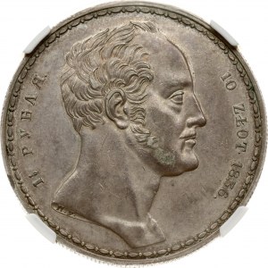 Rusko 1,5 rubľa - 10 zlotých 1836 Rodinný rubľ Novodel (R1) NGC AU DETAILY