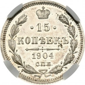 Russia 15 kopecks 1904 СПБ-АР NGC PF 61 CAMEO