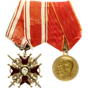 Russia Lot from the award block Badge of the Order of St Stanislav 2nd class & Medal For Zeal