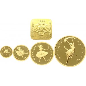 Russia 10 - 1000 Roubles 1994 ММД Russian Ballet Set Lot of 4 coins & token