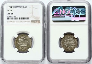 Schweiz Bern 1/2 Batzen 1794 NGC MS 66 TOP POP