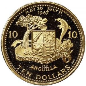 Anguilla, 10 Dollars in gold 1969