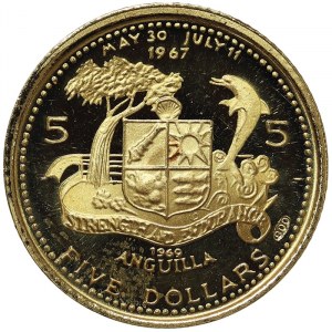 Anguilla, 5 Dollars 1969 in gold