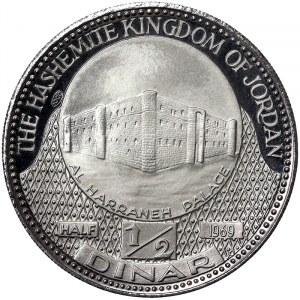 Jordan, 1/2 Dinar AH 1389-1969 AD