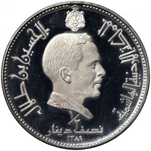 Jordan, 1/2 Dinar AH 1389-1969 AD