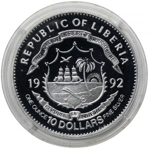 Liberia, 10 Dollars 1992