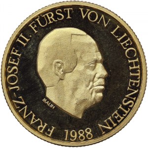 Liechtenstein, 50 Francs in gold 1988