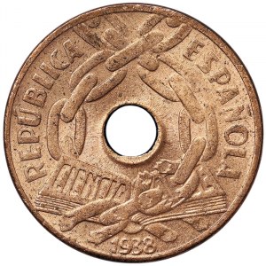 Spain, 25 Centimos 1938