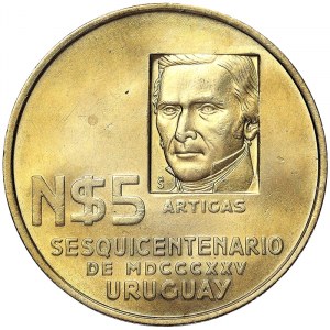 Uruguay, 5 Nuevos Pesos 1975