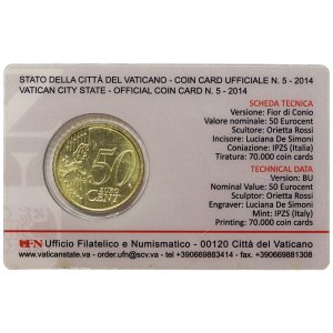 New arrivals - Vatican City, Francesco I, 50 Cents (Coin card n°5) 2014