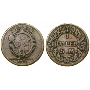 Szwecja, 1 daler, 1718, Szwecja