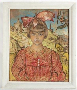 Stanisław Ignacy Witkiewicz Witkacy (1885 Warszawa - 1939 Jeziory na Polesiu), Portret dziewczynki na tle pejzażu, 1927 r.