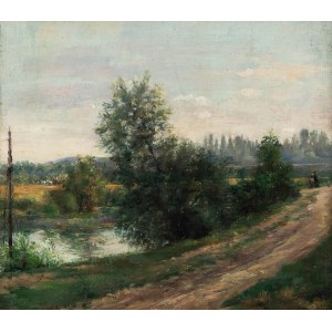 Józef Szermentowski (1833 Bodzentyn - 1876 Paryż), Pejzaż nadwodny/ Nad strumieniem, lata 60-te XIX w.