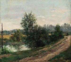 Józef Szermentowski (1833 Bodzentyn - 1876 Paryż), Pejzaż nadwodny/ Nad strumieniem, lata 60-te XIX w.