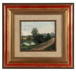Józef Szermentowski (1833 Bodzentyn - 1876 Paryż), Pejzaż nadwodny/ Nad strumieniem, lata 60-te XIX w.