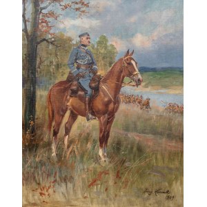 Jerzy Kossak (1886 Kraków - 1955 tamże), Marszałek Józef Piłsudski na Kasztance, 1929 r.