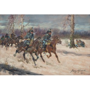 Jerzy Kossak (1886 Kraków - 1955 there), Escort, 1942.