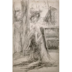 Jan Styka (1858 Lviv - 1925 Rome), Sketch for Quo vadis by Henryk Sienkiewicz - The two prayed in Caesar's house.