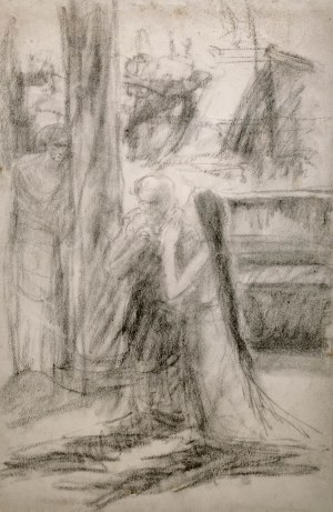 Jan Styka (1858 Lwów - 1925 Rzym), Szkic do „Quo vadis” Henryka Sienkiewicza - „Obydwoje modlili się w domu Cezara.”