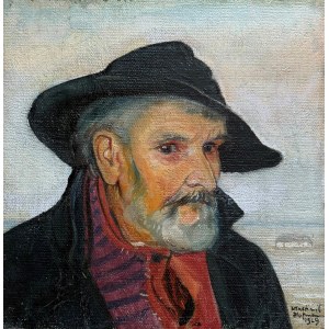 Wlastimil Hofman (1881 Praga - 1970 Szklarska Poręba), Portret mężczyzny w kapeluszu, 1929 r.