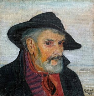 Wlastimil Hofman (1881 Praga - 1970 Szklarska Poręba), Portret mężczyzny w kapeluszu, 1929 r.