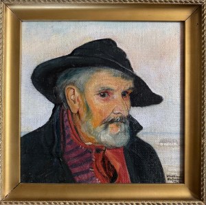 Wlastimil Hofman (1881 Praga - 1970 Szklarska Poręba), Portret mężczyzny w kapeluszu, 1929 r.