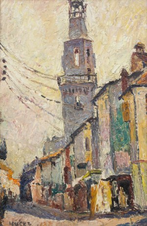 Mela Muter (1876 Warszawa - 1967 Paryż), Na ulicy Rue Carreterie w Awinionie z widokiem na dzwonnicę klasztoru Augustianów