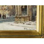Władysław Chmieliński (1911 Warszawa - 1979 tamże), We Lwowie - widok na prezbiterium katedry, Kaplicę Boimów i ratusz