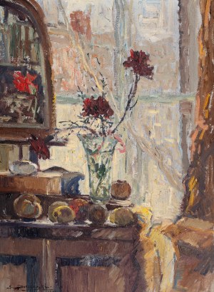 Eugeniusz Dzierzencki (1905 Warszawa - 1990 Sopot), Fragment wnętrza pokoju, 1959 r.