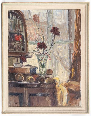 Eugeniusz Dzierzencki (1905 Warszawa - 1990 Sopot), Fragment wnętrza pokoju, 1959 r.