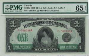 Dominion of Canada 1917 $1 Banknote DC-23d