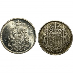 Canada 1941 - 1965 50 Cent Silver Error Lot (2 Pieces)
