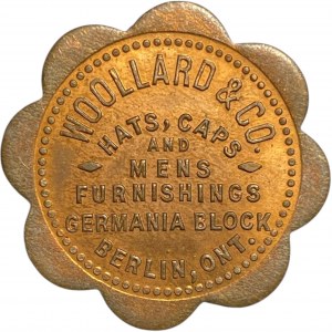 Canada Berlin (Kitchener) Ontario Woollard & Co 25 Cent Copper Merchant Token 88-L-Ay