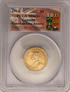 Canada 1914 $5 Gold - Canadian Gold Reserve Hoard
