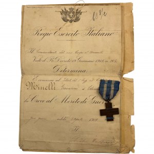 Italy Cross of Merit with Documents 1919