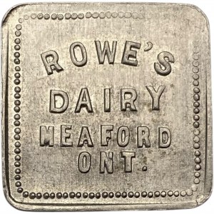 Kanada Meaford Ontario 10 Cent Rowe's Dairy Merchant Milk Token