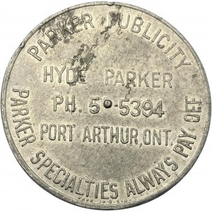 Canada Port Arthur Ontario Parker Publicity Token